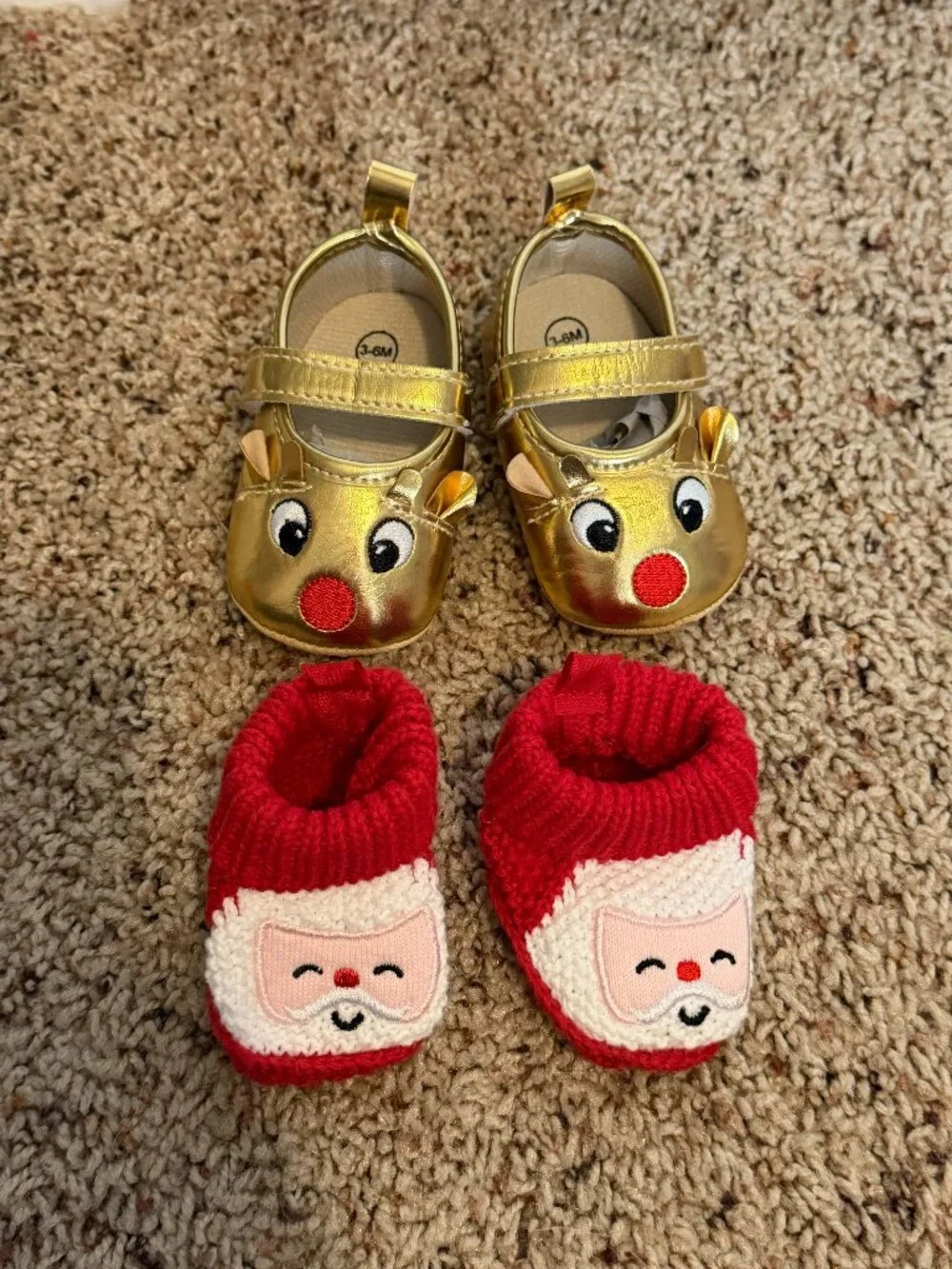 Holiday Baby Shoes Lot Bundle Santa Booties and Rudolph Reindeer Dress Shoes 0-6